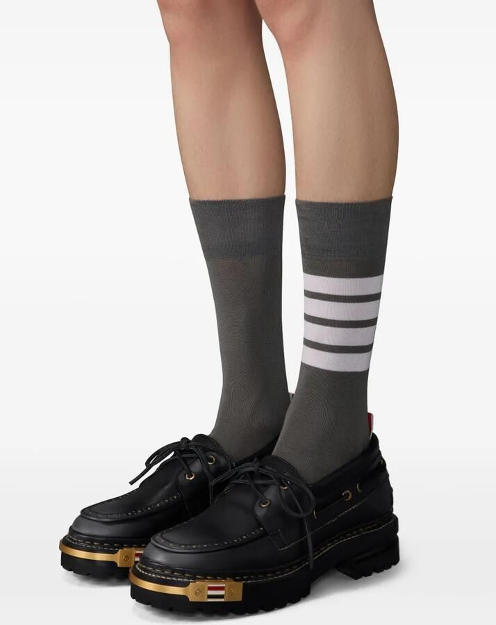 Thom Browne Kalfsleren bootschoenen met gerafeld effect Zwart - Foto 3