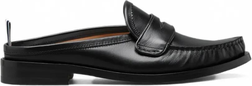 Thom Browne Kalfsleren geplooide loafer muiltjes Zwart