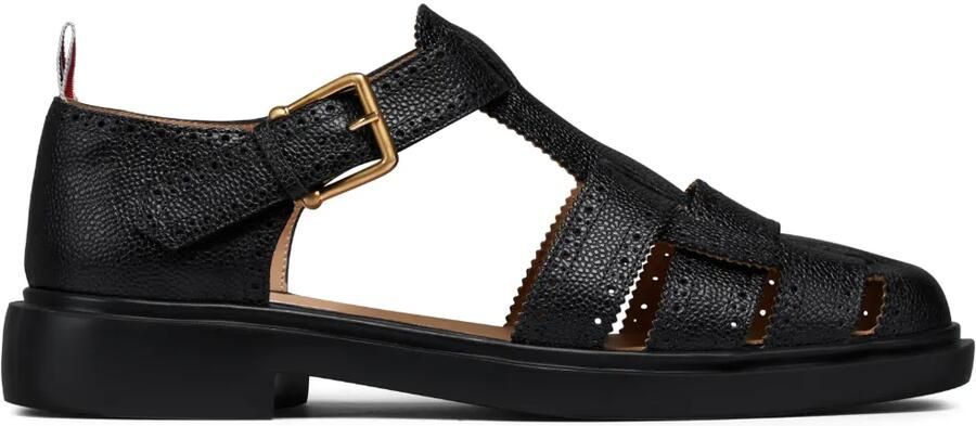 Thom Browne Leren sandalen met bewerkte afwerking Zwart