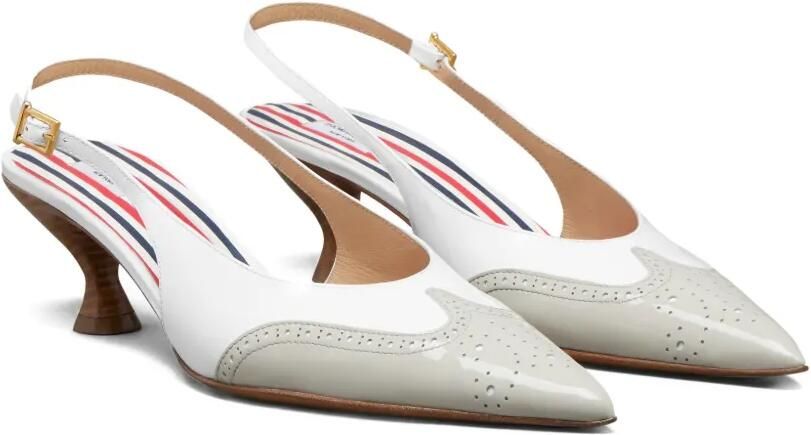 Thom Browne Soft Wingtip lakleren slingback pumps Wit - Foto 3