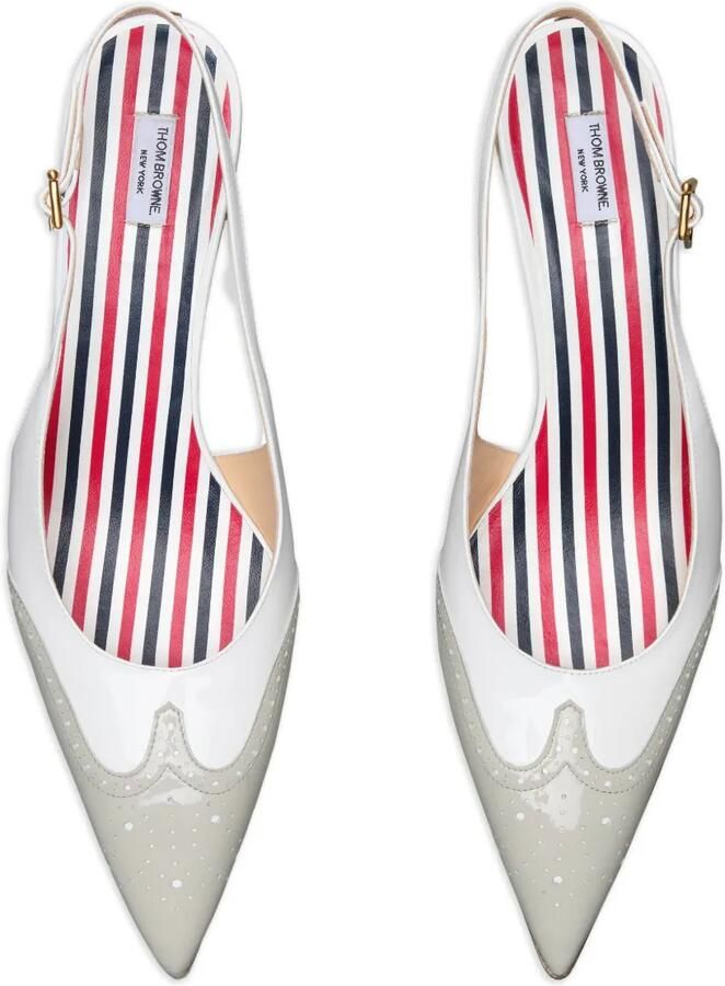 Thom Browne Soft Wingtip lakleren slingback pumps Wit - Foto 2
