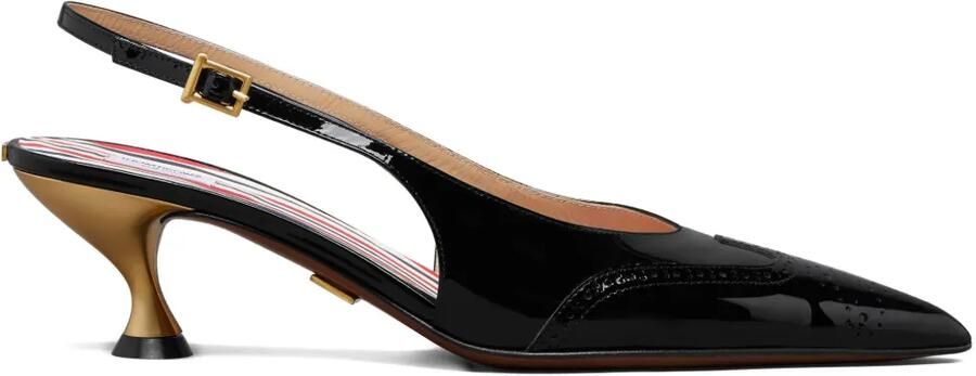 Thom Browne Soft Wingtip lakleren slingback pumps Zwart