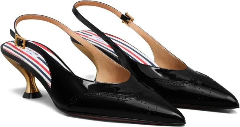 Thom Browne Soft Wingtip lakleren slingback pumps Zwart - Foto 4