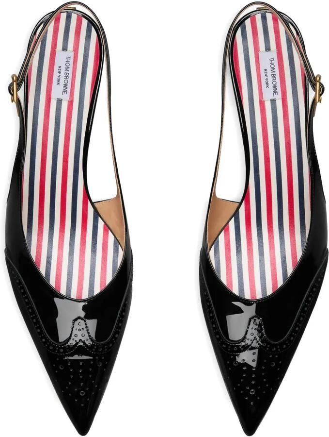 Thom Browne Soft Wingtip lakleren slingback pumps Zwart - Foto 3