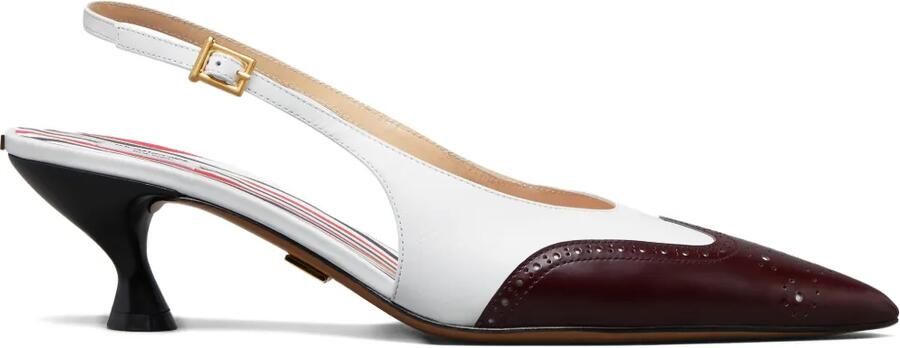 Thom Browne Spazzolato glanzende slingback pumps Wit
