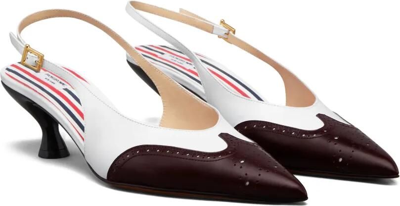 Thom Browne Spazzolato glanzende slingback pumps Wit - Foto 4
