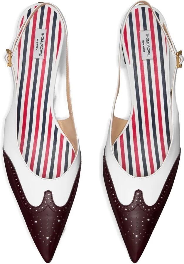 Thom Browne Spazzolato glanzende slingback pumps Wit - Foto 3