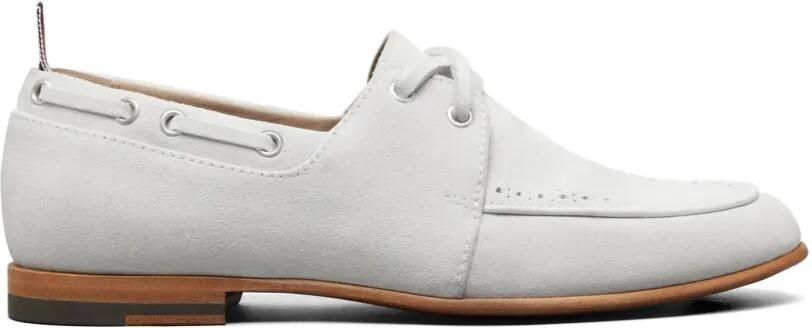 Thom Browne Suède loafers met brogue detail Wit