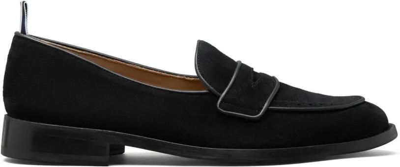 Thom Browne Varsity suède penny loafers met leren zolen Zwart