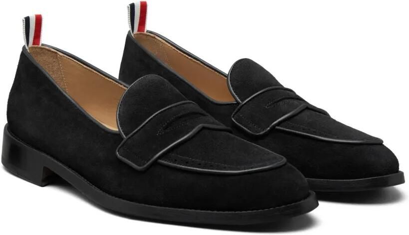 Thom Browne Varsity suède penny loafers met leren zolen Zwart - Foto 3