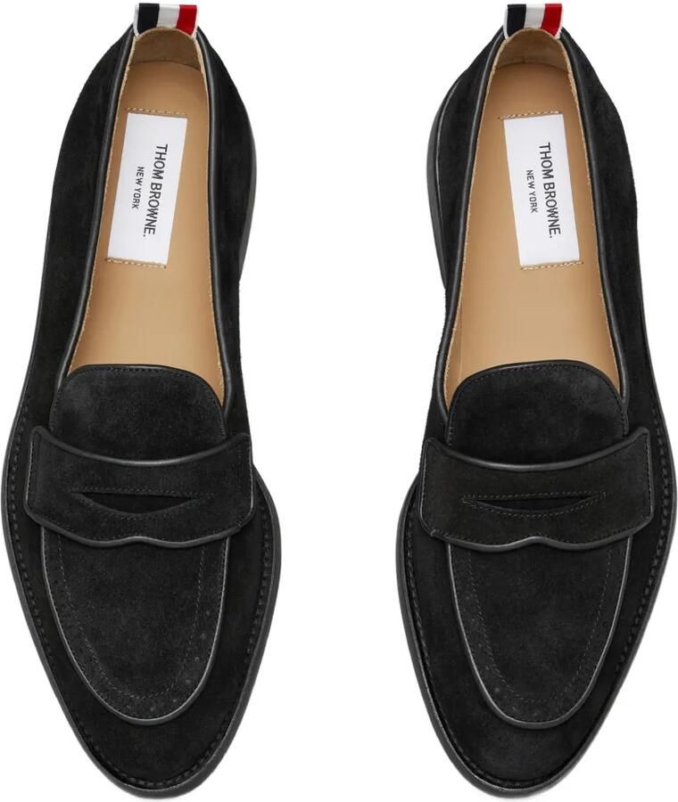 Thom Browne Varsity suède penny loafers met leren zolen Zwart - Foto 2