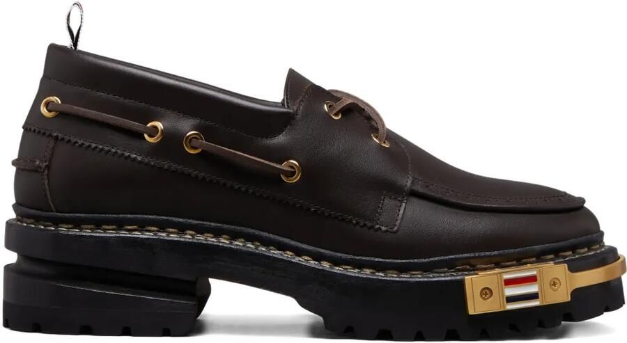 Thom Browne Vitello kalfsleren bootschoenen met leren zool Bruin
