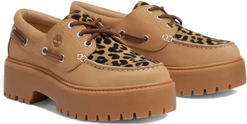 Timberland Loafers met luipaardprint Beige
