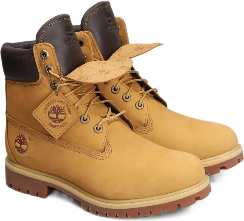 Timberland logo-debossed lace-up boots Geel