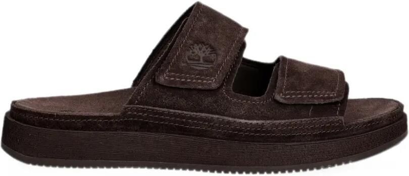 Timberland Suède slippers met klittenband Bruin