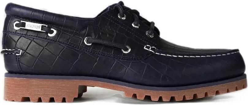 Timberland x Jacquemus crocodile-effect boat shoes Blauw
