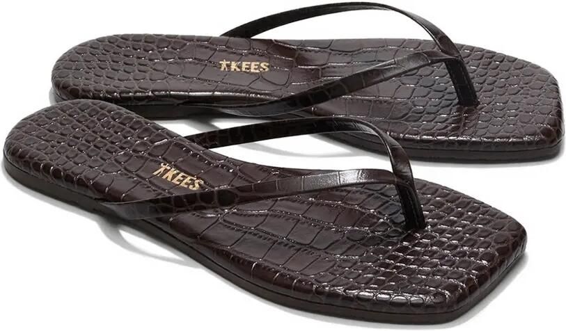 Tkees Lily teenslippers met krokodillen-reliëf Bruin - Foto 5
