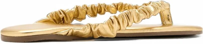 Tkees Savannah platte leren teensandalen met ruches Goud - Foto 4