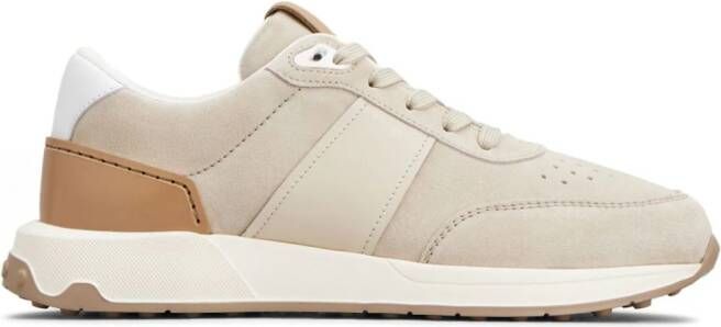 Tod's 1T suède sneakers met vlakken Beige