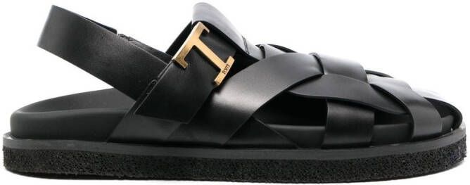 Tod's Cage leren sandalen Zwart