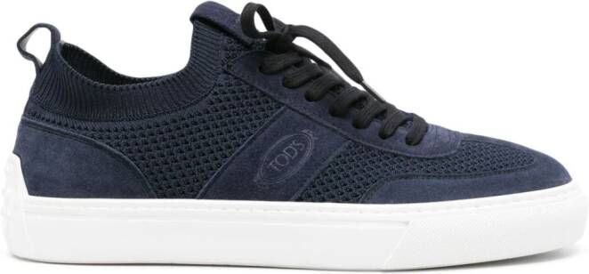 Tod's Gebreide sneakers met suède vlakken Blauw