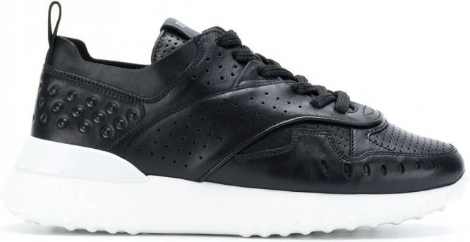 Tod's geperforeerde vetersneakers dames leerrubber leer 36.5 Zwart