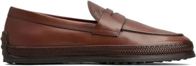 Tod's Gomma mocassin leren loafers Bruin