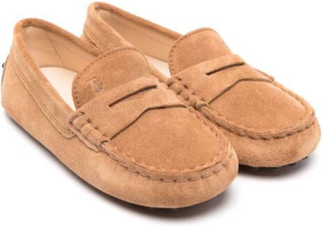 Tod's Kids Gommino suède loafers Beige