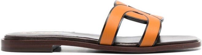 Tod's Sandalen met leren logoband Oranje