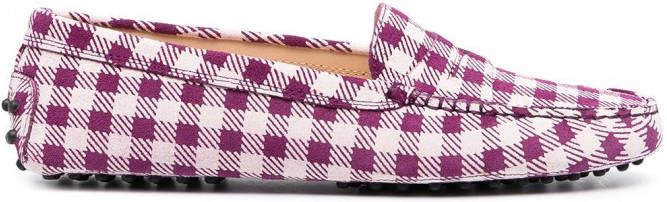 Tod's Loafers met gingham print Paars