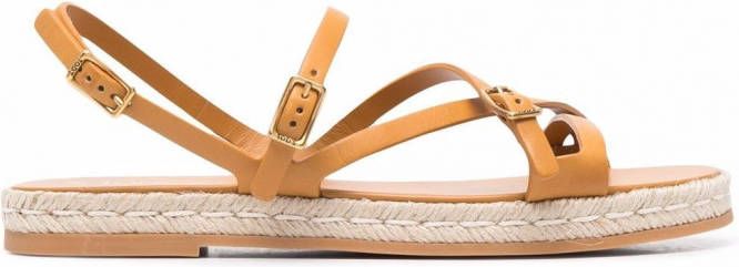 Tod's Sandalen met raffia zool Bruin