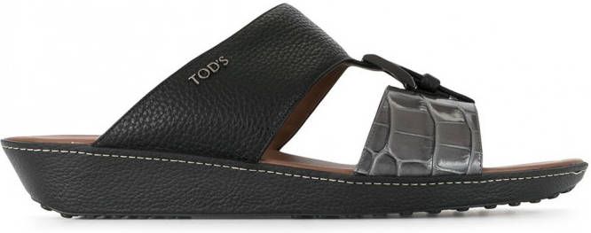 Tod's Sandalen met open neus heren leer leer rubber 7.5 Grijs