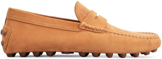 Tod's Suède loafers met logo-reliëf Beige