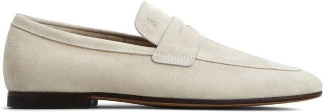 Tod's Suède loafers met logoprint Beige