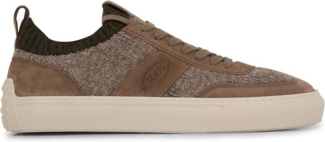 Tod's Suède low-top sneakers met vlakken Bruin