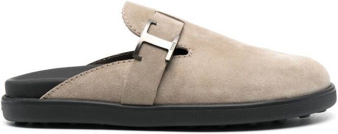 Tod's T Timeless suède slippers Beige