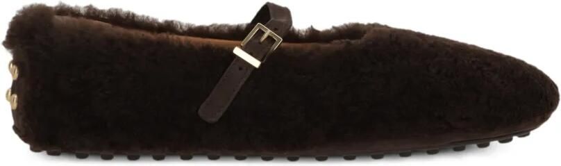 Tod's Ballerina's met lammyafwerking Bruin