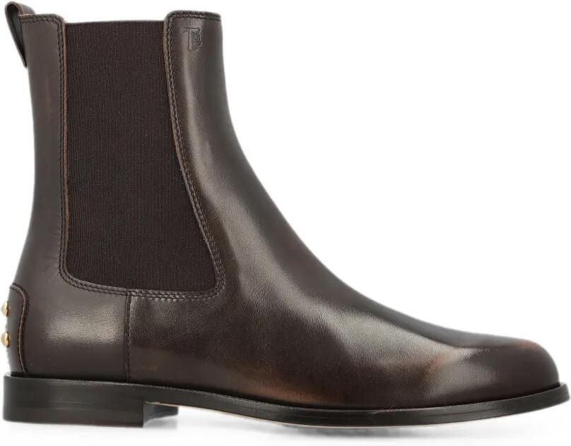 Tod's Chelsea leren laarzen met Gommino-studs Bruin