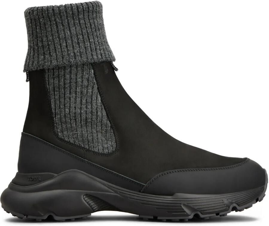 Tod's Chelsea nubuck en gebreide laarzen Zwart
