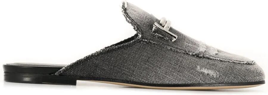 Tod's Denim muiltjes met logo Zwart