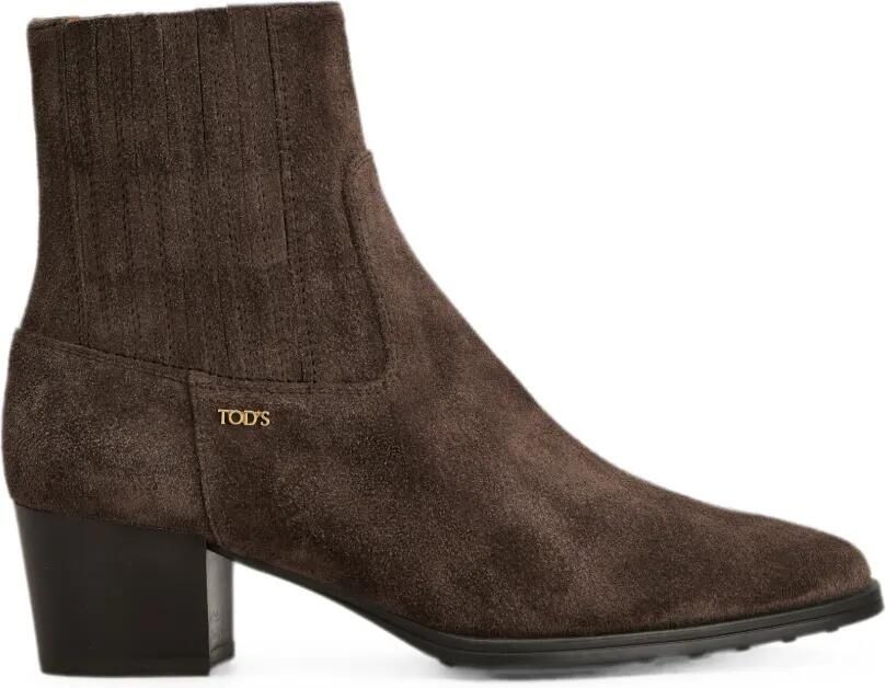 Tod's Enkellaarzen met logoplakkaat Bruin
