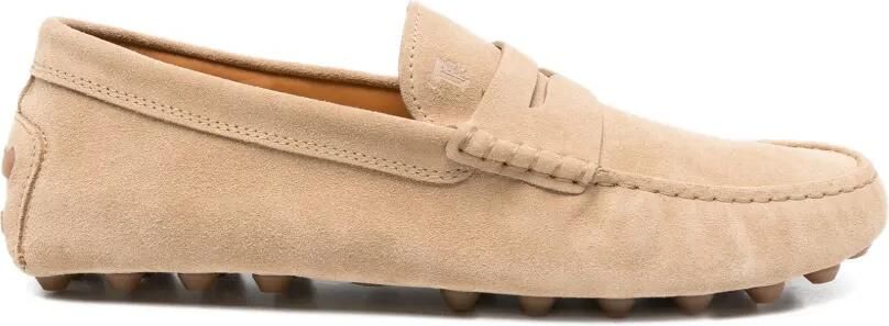 Tod's Gommini suède loafers met vlakken Beige