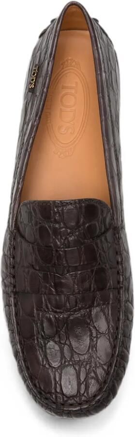 Tod's Gommino 22L leren loafers met krokodillen-reliëf Bruin - Foto 4