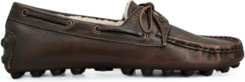 Tod's Gommino leren bootschoenen met lammy voering Bruin