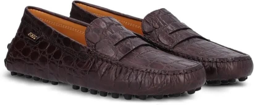 Tod's Gommino leren loafers met krokodillen-reliëf Bruin