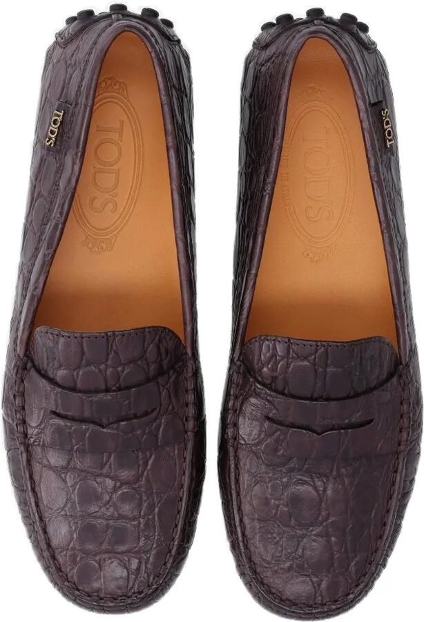Tod's Gommino leren loafers met krokodillen-reliëf Bruin - Foto 3