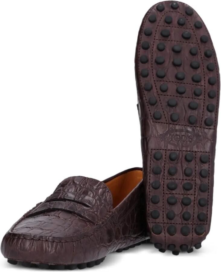 Tod's Gommino leren loafers met krokodillen-reliëf Bruin - Foto 2