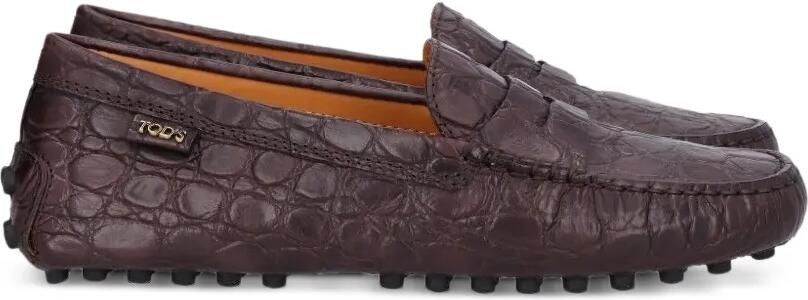 Tod's Gommino leren loafers met krokodillen-reliëf Bruin - Foto 5