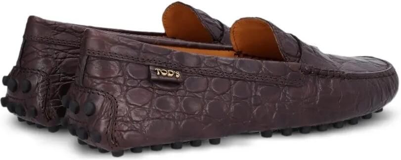 Tod's Gommino leren loafers met krokodillen-reliëf Bruin - Foto 4