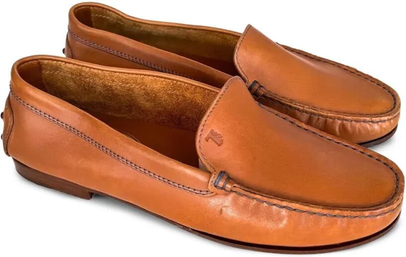 Tod's Gommino leren loafers met monogram-reliëf Bruin